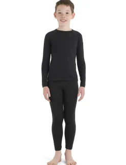 Icebreaker Kids' Merino 200 Oasis Long Sleeve Crew Neck Thermal Top Black Hot