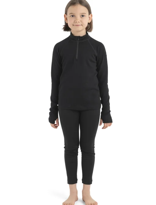 Icebreaker Kids' Merino 260 Tech Long Sleeve Half Zip Thermal Top Black Cheap