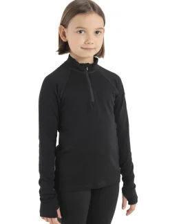 Icebreaker Kids' Merino 260 Tech Long Sleeve Half Zip Thermal Top Black Cheap