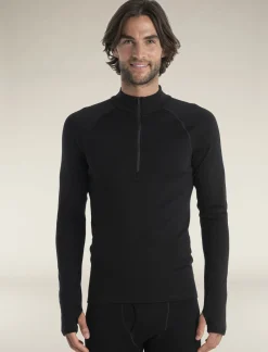 Icebreaker Men's 300 MerinoFine™ Polar Long Sleeve Half Zip Thermal Top Black Cheap