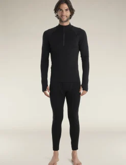 Icebreaker Men's 300 MerinoFine™ Polar Long Sleeve Half Zip Thermal Top Black Cheap