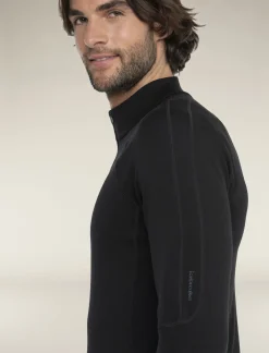 Icebreaker Men's 300 MerinoFine™ Polar Long Sleeve Half Zip Thermal Top Black Cheap