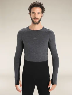 Icebreaker Men's 260 ZoneKnit™ Long Sleeve Crewe Thermal Top JetHeather/Black Cheap