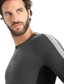 Icebreaker Men's 260 ZoneKnit™ Long Sleeve Crewe Thermal Top JetHeather/Black Cheap