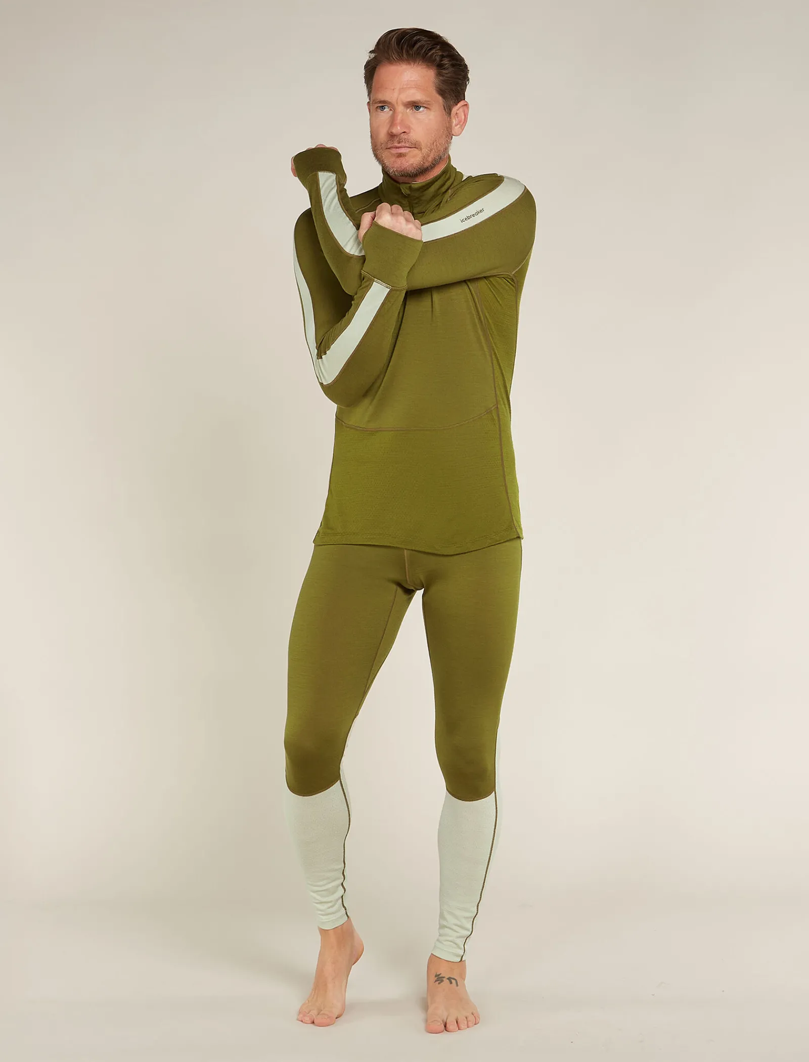 Icebreaker Men's 260 ZoneKnit™ Long Sleeve Half Zip Thermal Top Algae Outlet