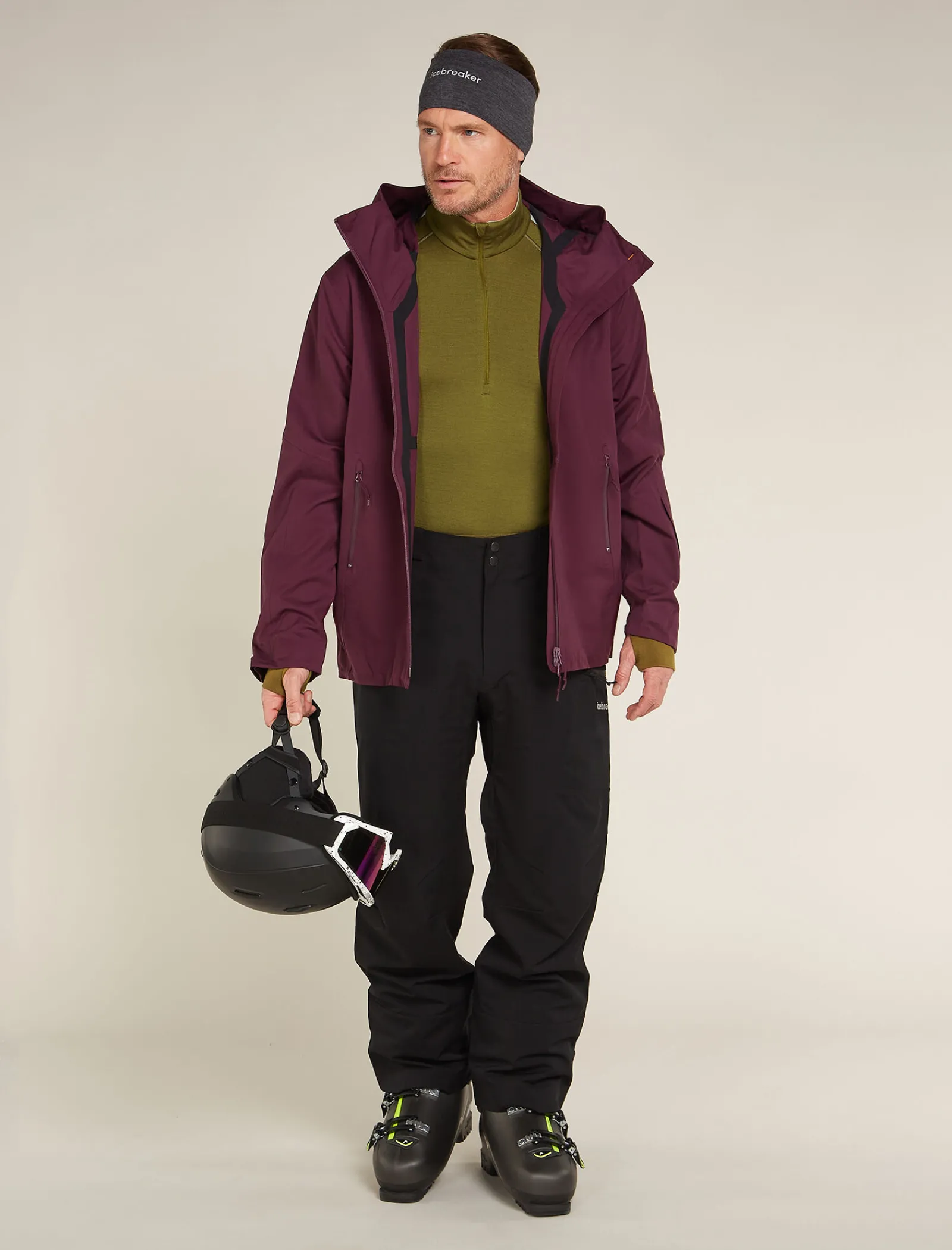 Icebreaker Men's 260 ZoneKnit™ Long Sleeve Half Zip Thermal Top Algae Outlet