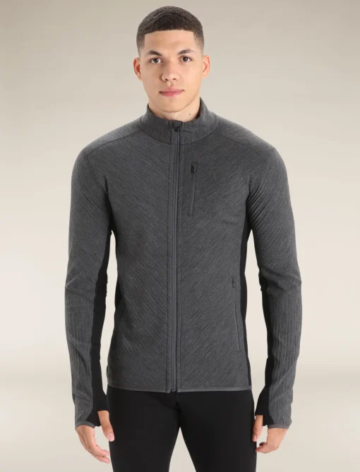 Icebreaker Men's Descender Long Sleeve Zip Jacket JetHeather/Black Online