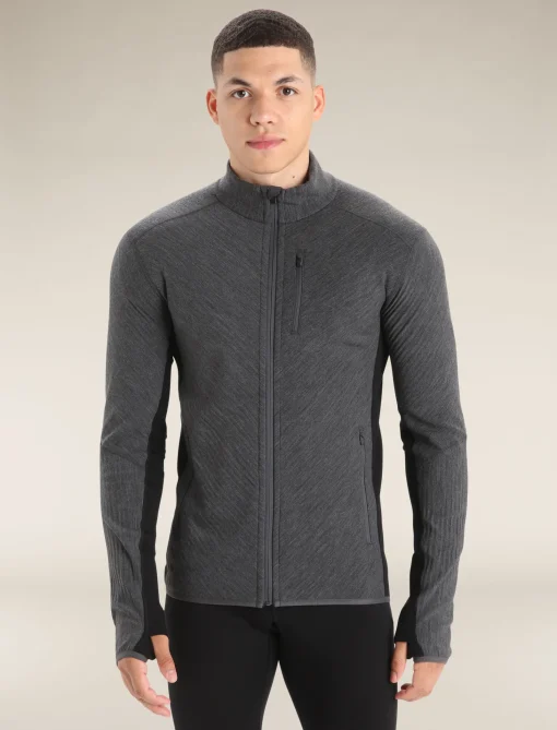 Icebreaker Men's Descender Long Sleeve Zip Jacket JetHeather/Black Online