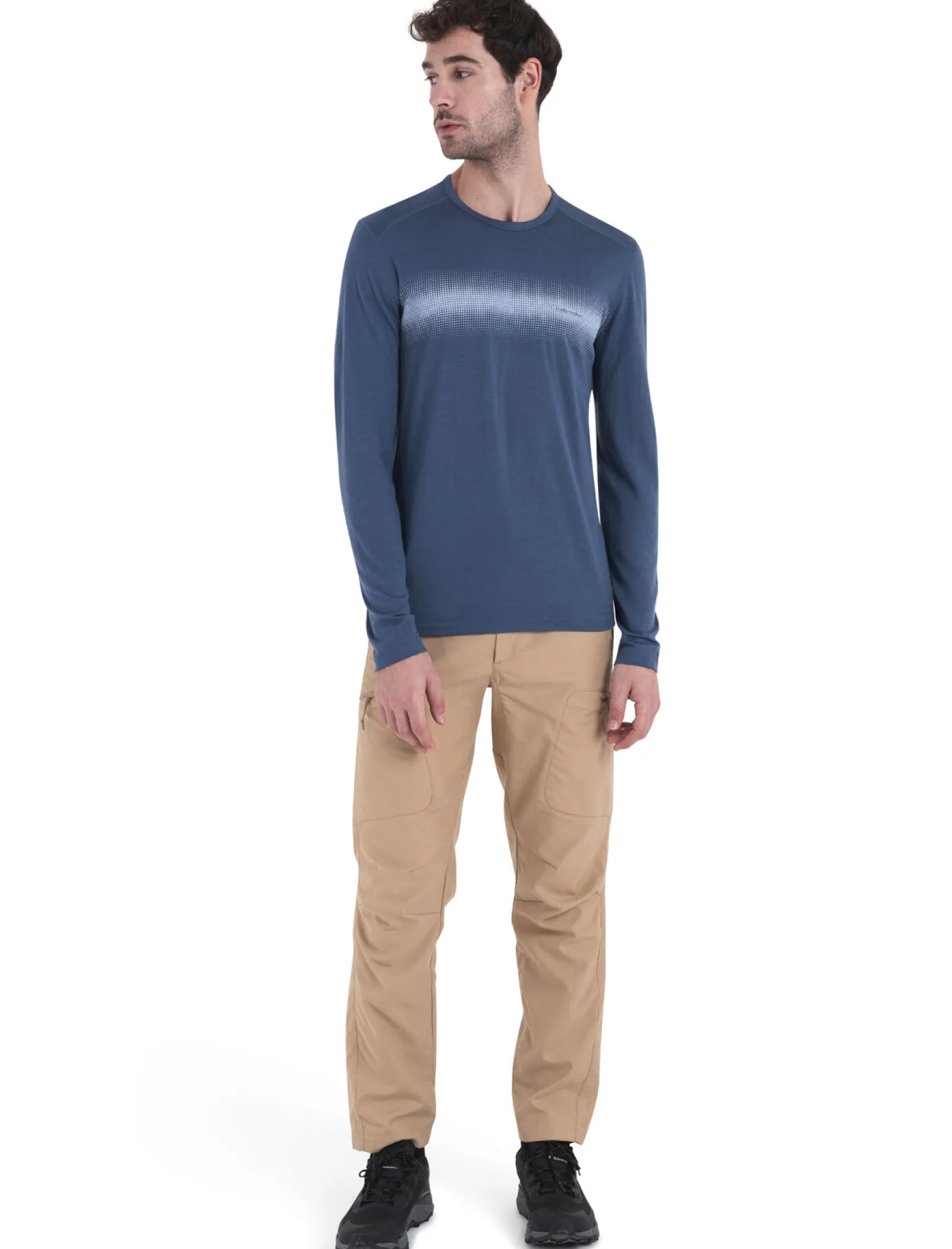 Icebreaker Men's Merino 200 Oasis Long Sleeve Crewe Thermal Top Horizon Light Dawn Sale
