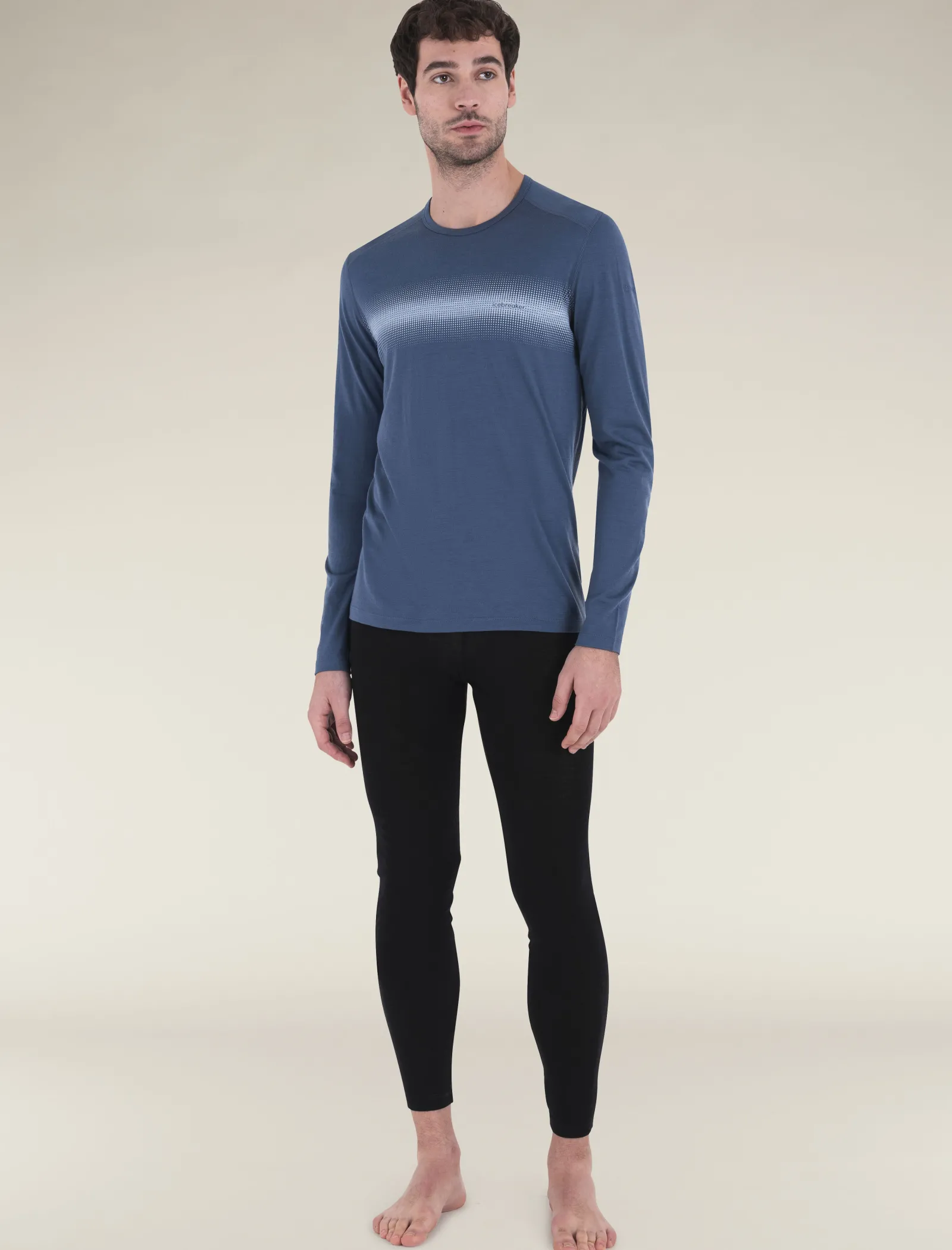 Icebreaker Men's Merino 200 Oasis Long Sleeve Crewe Thermal Top Horizon Light Dawn Sale