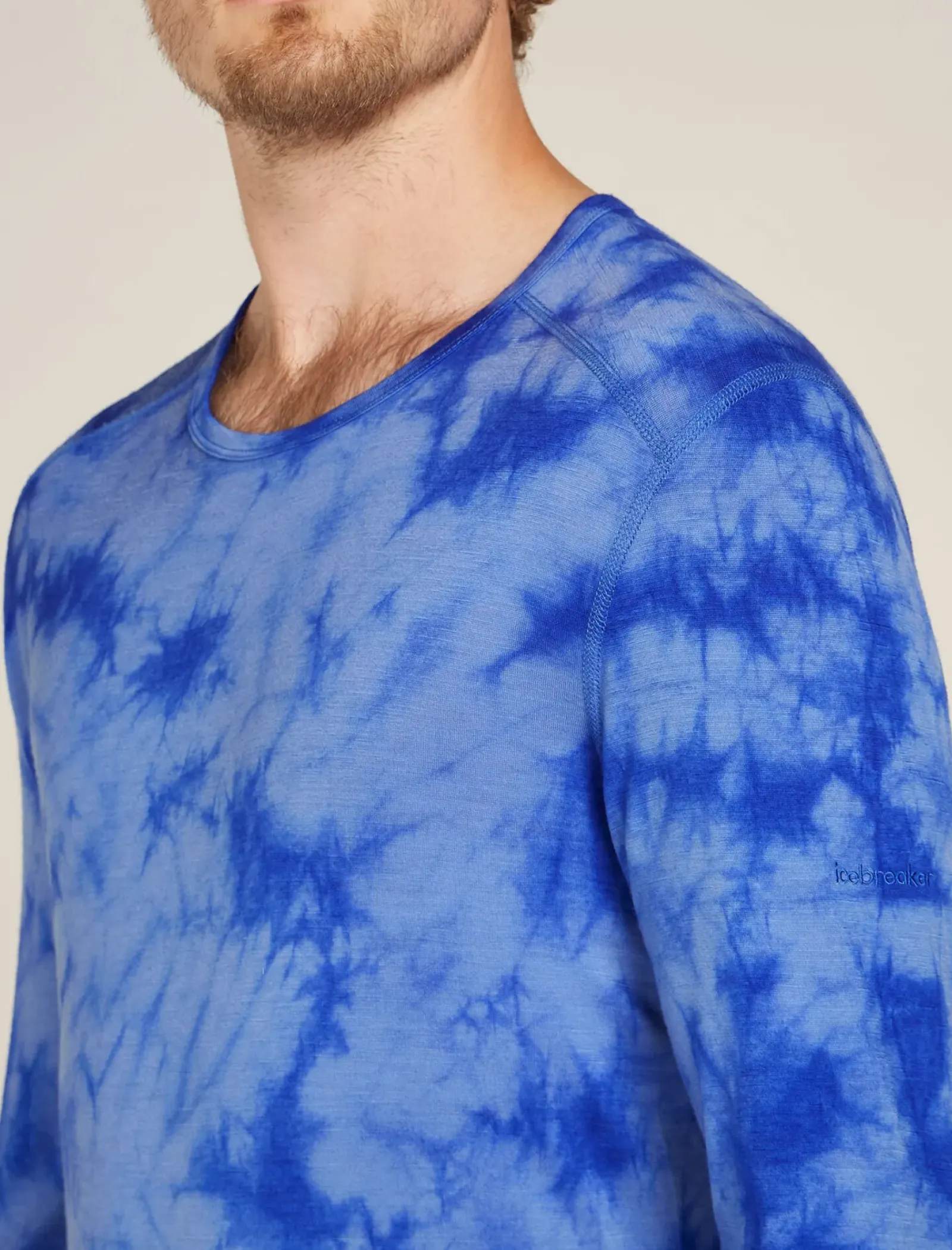 Men's Merino 200 Oasis Long Sleeve Crewe Thermal Top Cloud Dye-Icebreaker Outlet