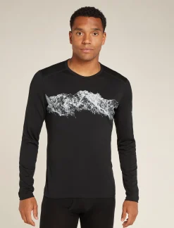 Icebreaker Men's Merino 200 Oasis Long Sleeve Crewe Thermal Top Remarkables Black Flash Sale