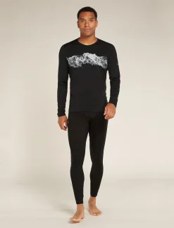 Icebreaker Men's Merino 200 Oasis Long Sleeve Crewe Thermal Top Remarkables Black Flash Sale