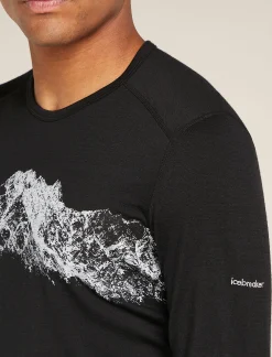 Icebreaker Men's Merino 200 Oasis Long Sleeve Crewe Thermal Top Remarkables Black Flash Sale