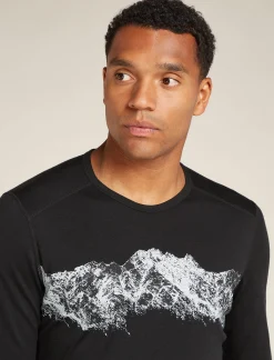 Icebreaker Men's Merino 200 Oasis Long Sleeve Crewe Thermal Top Remarkables Black Flash Sale