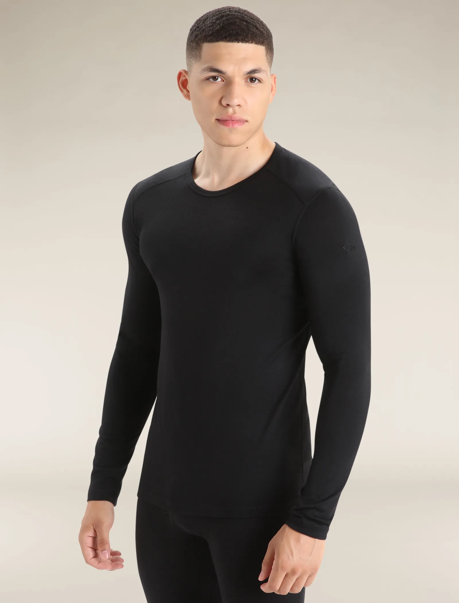 Icebreaker Men's Merino 200 Oasis Long Sleeve Crew Neck Thermal Top Black Sale