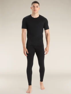 Icebreaker Men's Merino 200 Oasis Short Sleeve Crew Neck Thermal Top Black New