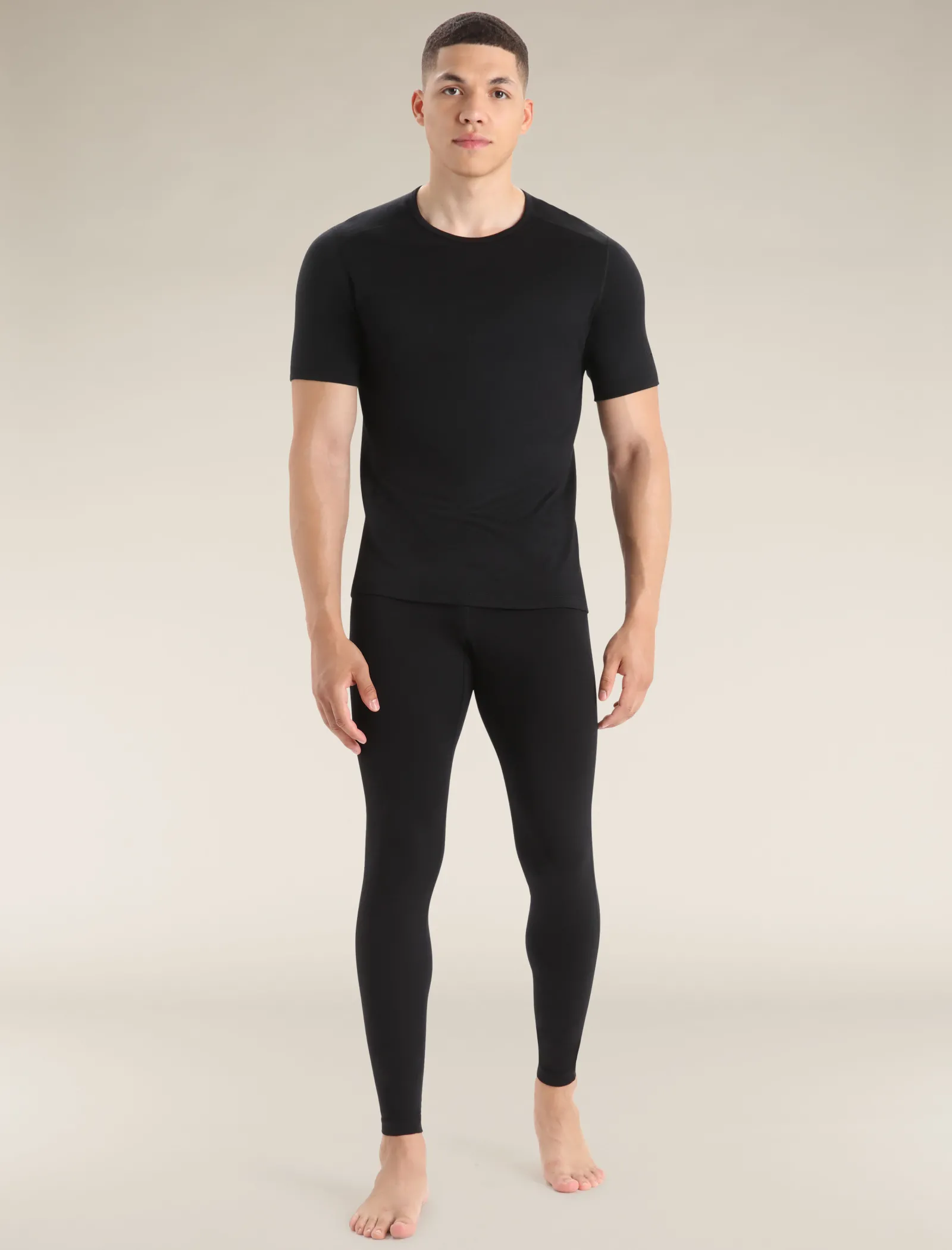 Icebreaker Men's Merino 200 Oasis Short Sleeve Crew Neck Thermal Top Black New