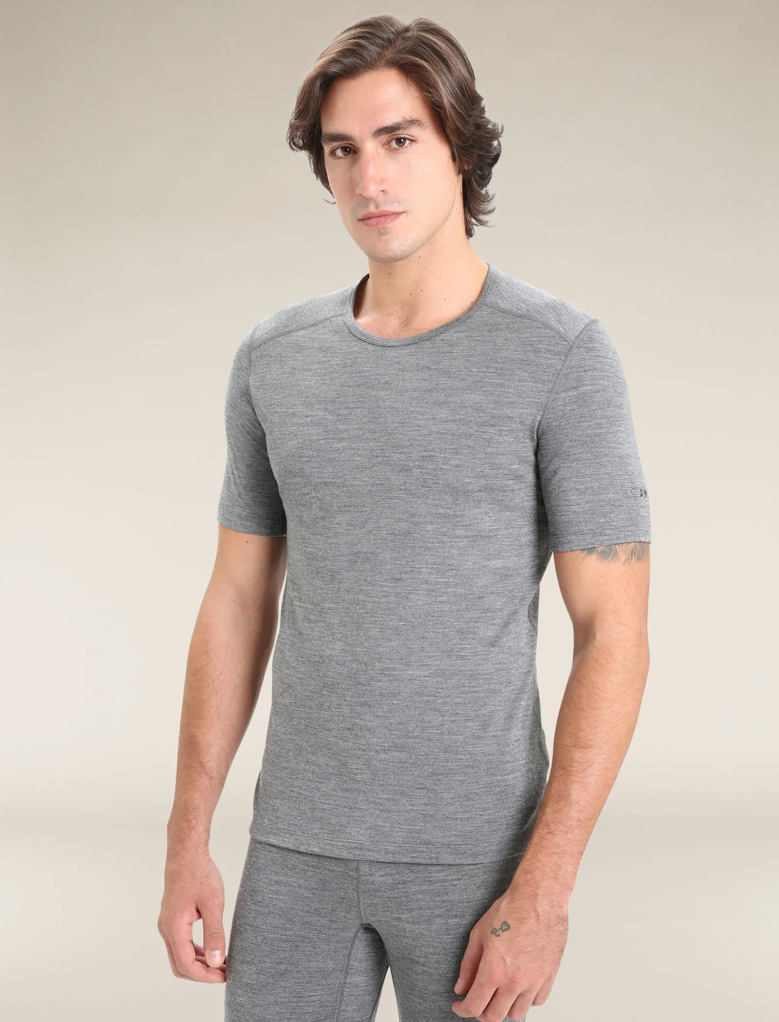 Icebreaker Men's Merino 200 Oasis Short Sleeve Crew Neck Thermal Top GritstoneHeather Best