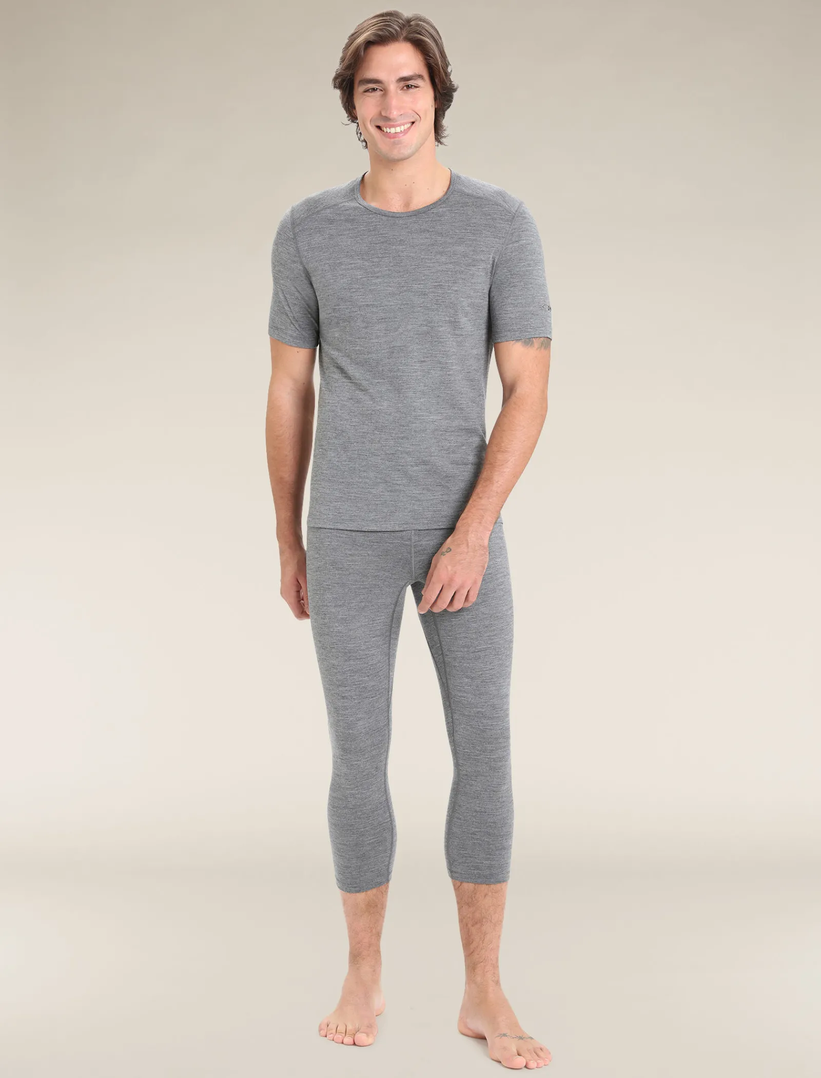 Icebreaker Men's Merino 200 Oasis Short Sleeve Crew Neck Thermal Top GritstoneHeather Best