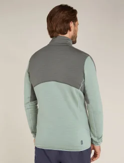 Icebreaker Men's Merino 400 RealFleece™ Descender Long Sleeve Zip Galaxy/Moss New