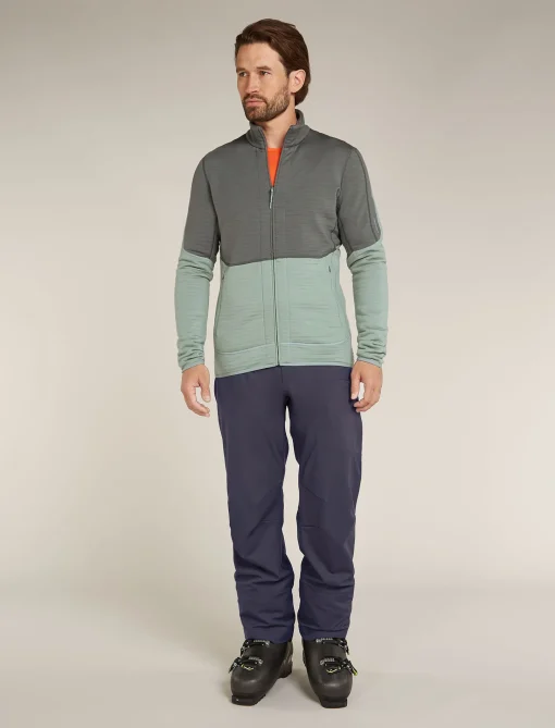 Icebreaker Men's Merino 400 RealFleece™ Descender Long Sleeve Zip Galaxy/Moss New