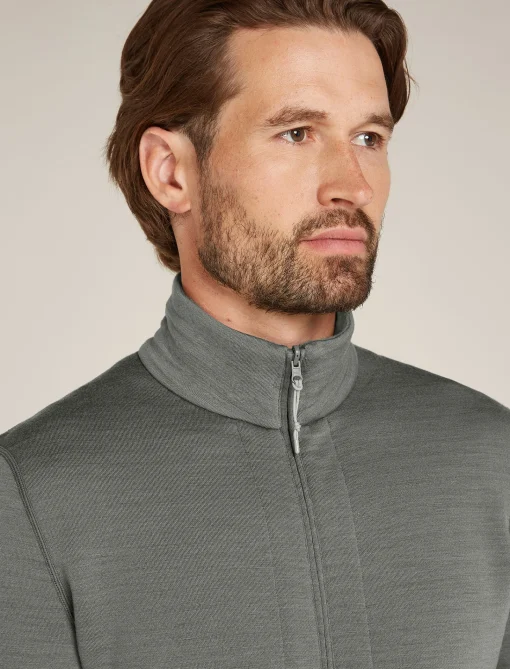 Icebreaker Men's Merino 400 RealFleece™ Descender Long Sleeve Zip Galaxy/Moss New