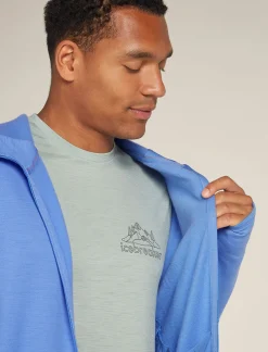 Icebreaker Men's Merino 360 Realfleece™ Elemental Long Sleeve Zip Hoodie Baja Clearance