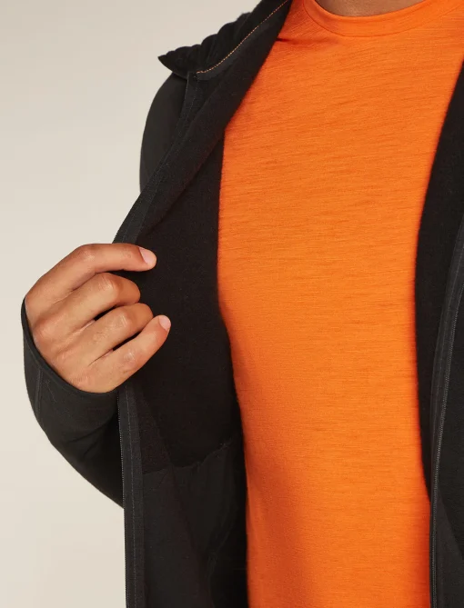Icebreaker Men's Merino 360 Realfleece™ Elemental Long Sleeve Zip Hoodie Black Cheap