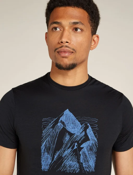 Icebreaker Men's Merino 150 Tech Lite Short Sleeve T-Shirt Granite Adventures Black New