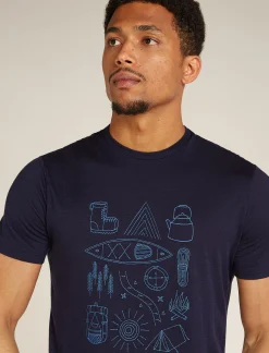 Icebreaker Men's Merino 150 Tech Lite Short Sleeve T-Shirt Camp Essentials MidnightNavy Flash Sale