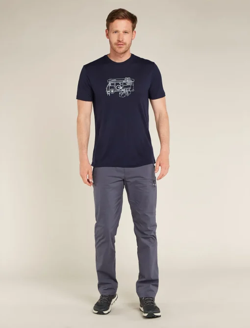 Icebreaker Men's Merino 150 Tech Lite Short Sleeve T-Shirt Van Life MidnightNavy Fashion