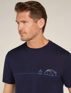 Icebreaker Men's Merino 150 Tech Lite Short Sleeve T-Shirt Single Line Camp MidnightNavy Shop