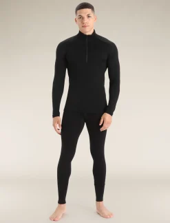 Icebreaker Men's Merino 260 Tech Long Sleeve Half Zip Thermal Top Black New