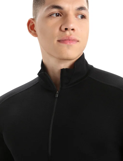 Icebreaker Men's Merino 260 Tech Long Sleeve Half Zip Thermal Top Black New