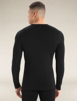 Icebreaker Men's Merino 260 Tech Long Sleeve Crew Neck Thermal Top Black Cheap