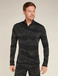 Icebreaker Men's Merino 260 Vertex Long Sleeve Half Zip Thermal Top Snow Guide Black/Galaxy Best