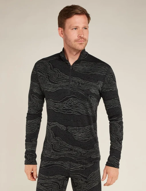 Icebreaker Men's Merino 260 Vertex Long Sleeve Half Zip Thermal Top Snow Guide Black/Galaxy Best