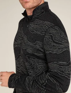Icebreaker Men's Merino 260 Vertex Long Sleeve Half Zip Thermal Top Snow Guide Black/Galaxy Best