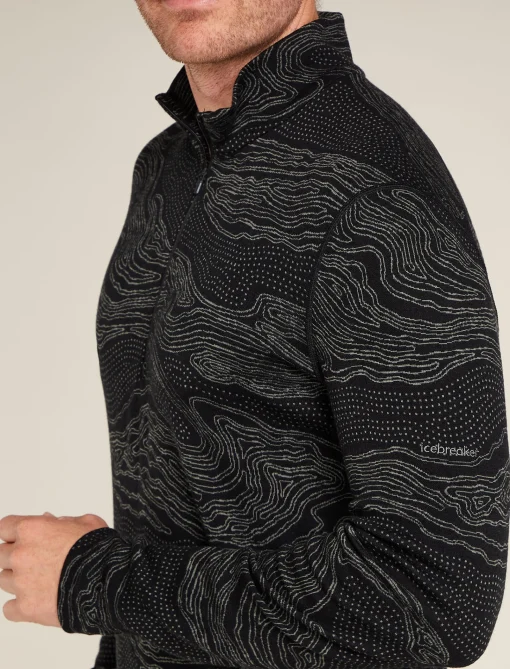 Icebreaker Men's Merino 260 Vertex Long Sleeve Half Zip Thermal Top Snow Guide Black/Galaxy Best