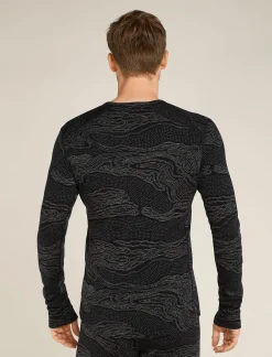 Icebreaker Men's Merino 260 Vertex Long Sleeve Crewe Thermal Top Snow Guide Black/Galaxy Clearance