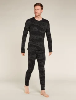 Icebreaker Men's Merino 260 Vertex Long Sleeve Crewe Thermal Top Snow Guide Black/Galaxy Clearance