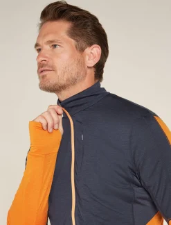 Icebreaker Men's Merino Blend 200 Realfleece™ Descender Long Sleeve Half Zip Jacket Graphite/Ray Shop