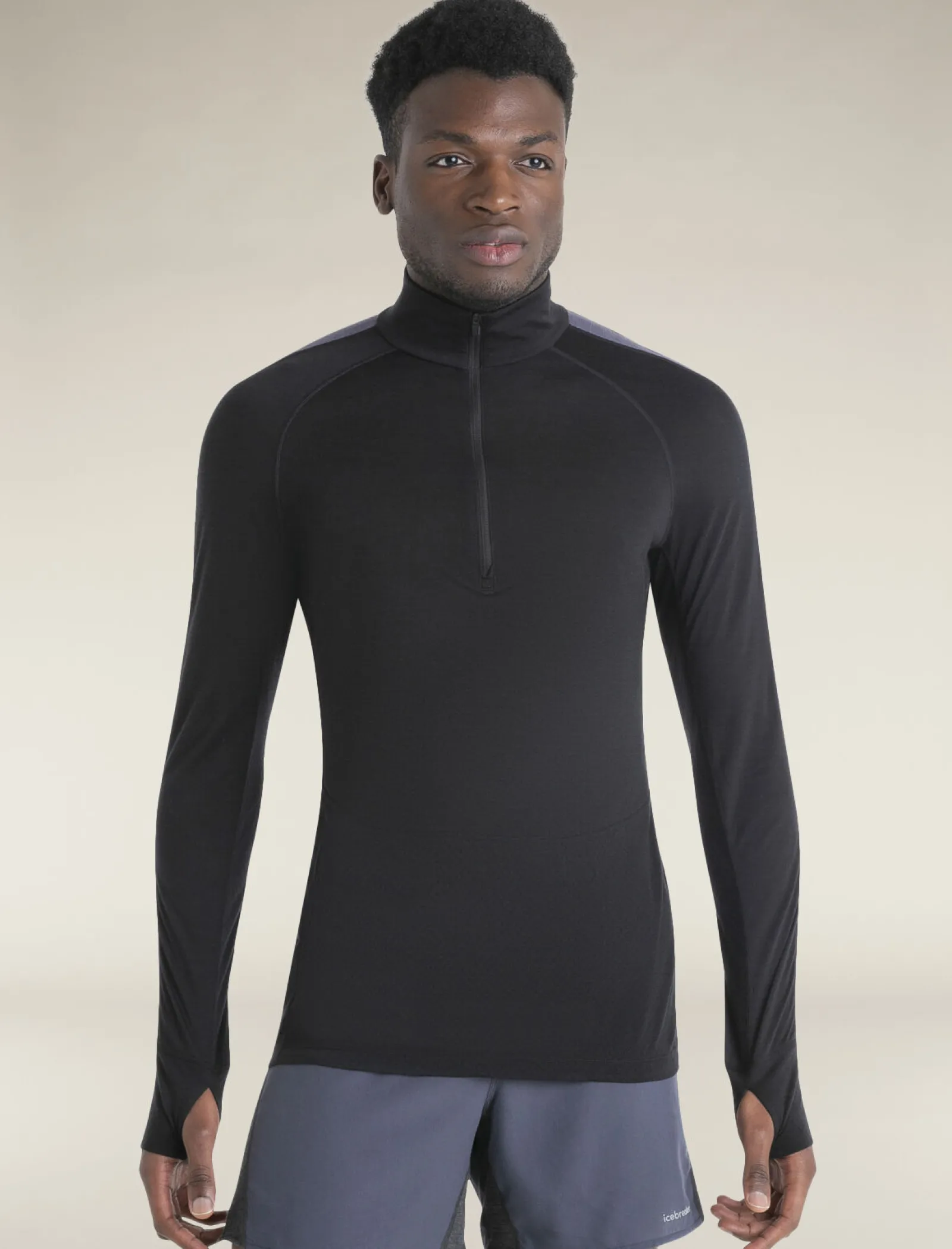 Icebreaker Men's Merino Blend 125 ZoneKnit™ Long Sleeve Half Zip Thermal Top Black/Graphite Discount