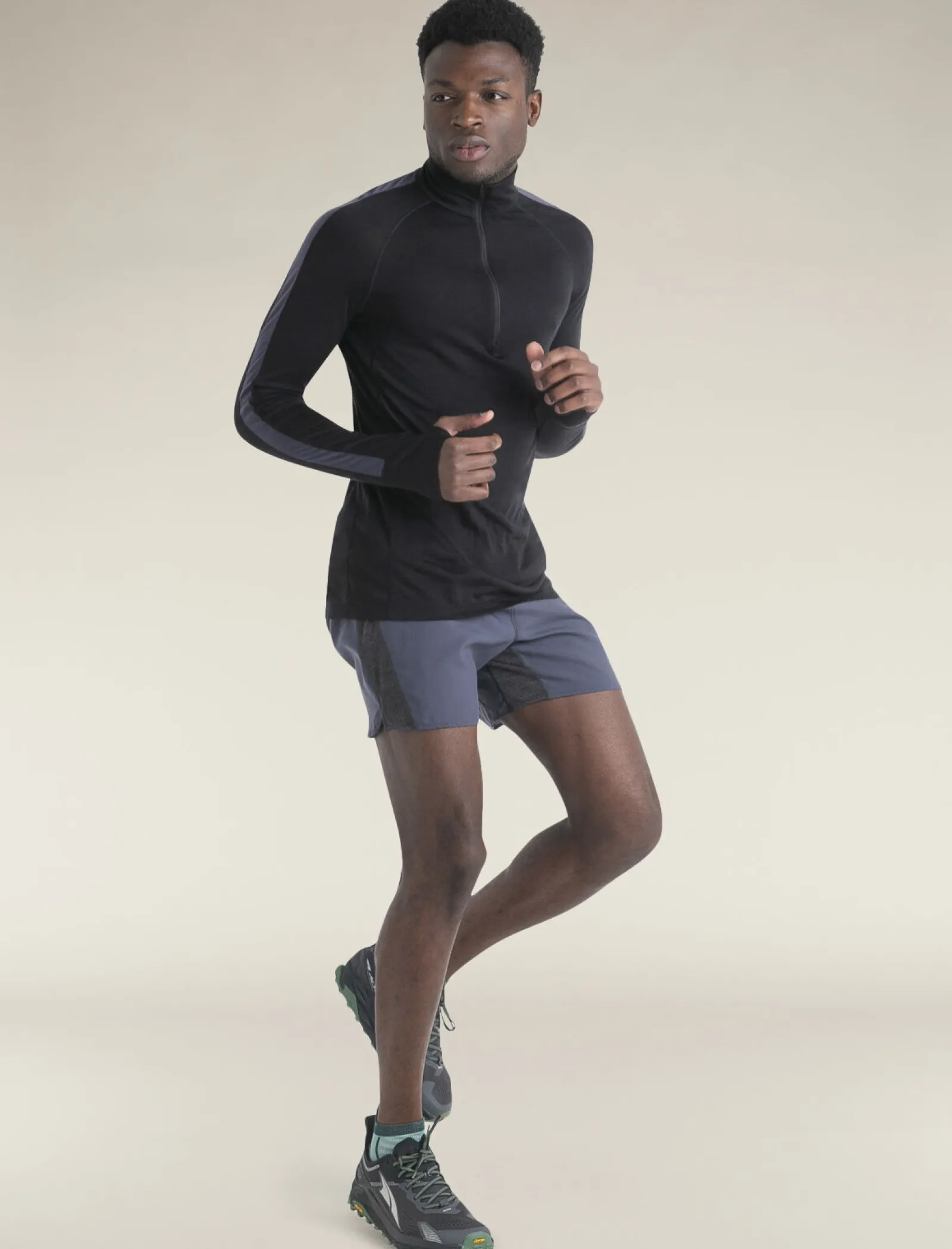 Icebreaker Men's Merino Blend 125 ZoneKnit™ Long Sleeve Half Zip Thermal Top Black/Graphite Discount