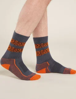 Icebreaker Men's Merino Hike+ Light Crew Natural Summit Socks Graphite/Blaze Cheap