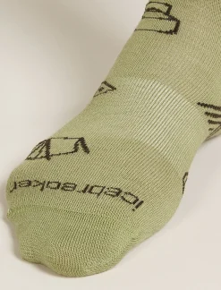 Icebreaker Men's Merino Lifestyle Ultralight Crew Socks Camp Essentials Lichen/Bittersweet Discount