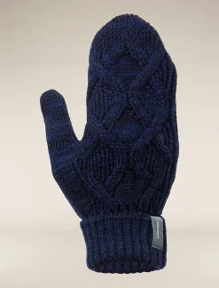 Icebreaker Unisex Merino Cable Knit Mittens MidnightNavy/RoyalNavy Hot
