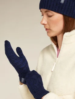 Icebreaker Unisex Merino Cable Knit Mittens MidnightNavy/RoyalNavy Hot