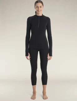 Icebreaker Women's 300 MerinoFine™ Polar Long Sleeve Half Zip Thermal Top Black Flash Sale